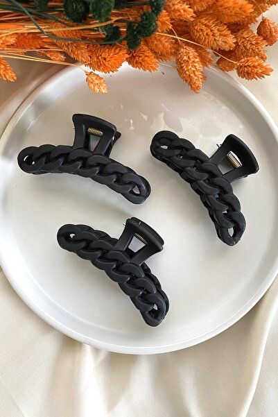 Tahtakaledeyim 3 قطع مشبك شعر نسائي موديل سلسلة لون أسود 3 قطع عرض 10 سم