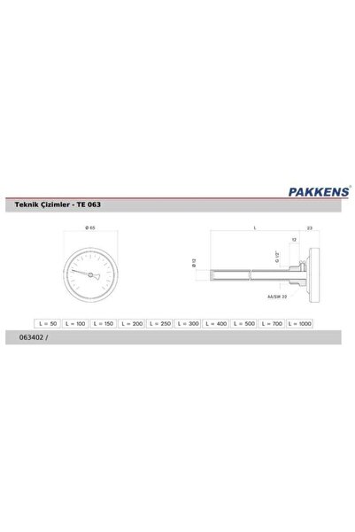 Genel Markalar Çap Ø63mm 500 C° Derece 25 Cm Dalma Boylu, Fırın, Taş Fırın Te...