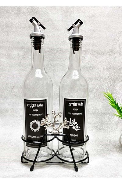Jenisa Silver Coral Short Stand 2 Pieces Transparent 750 Ml Labeled Fluid Oil Pot Oil
