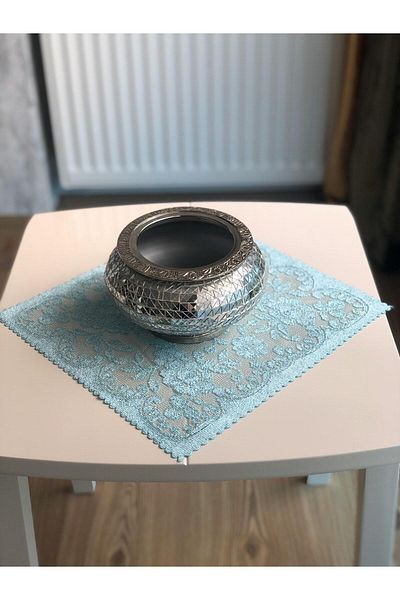 WENESSİ Șervețel tricotat cu model trandafiri 6 bucăți 30 X 30 (albastru)