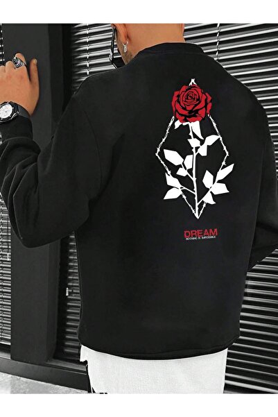 Revasser Unisex Dream Rose Special Štampano Oversize kroj okrugla kragna duks...