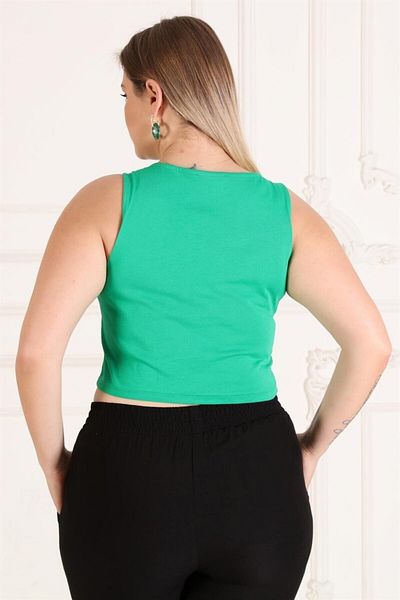 Seamoda Round Neck Crop Tank Top-GREEN