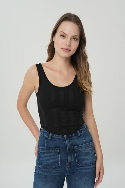 CROSS JEANS مشد أسود مفصل بسحاب رياضي 56104-020
