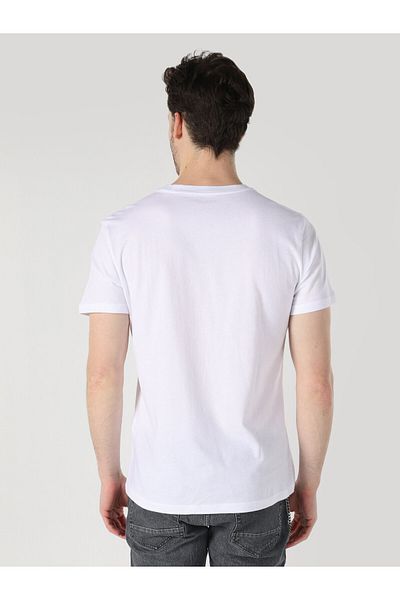 Colin's Tricou alb cu mânecă scurtă cu imprimeu Regular Fit pentru bărbați
