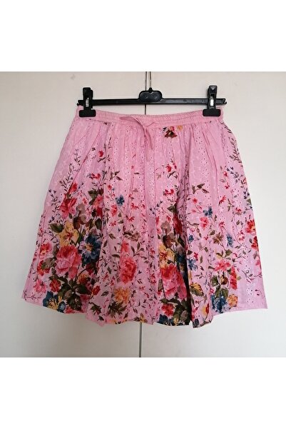 Butik Tülin Otantik pamuk fisto pembe çok renkli çiçekli lastikli tülbent ast...