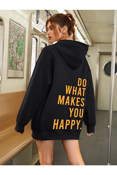 Revasser Unisex HAPPY Custom Štampano Oversize kroj okrugla kragna dukserica