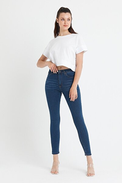 Lixera Темно-сині джинси з еластичним поясом, облягаючі, з вузькими штанинами