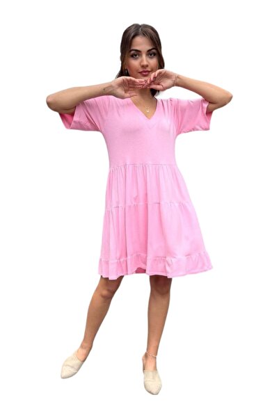 LOVE RAİN FASHİON BÜZGÜ DETAYLI PENYE ELBİSE