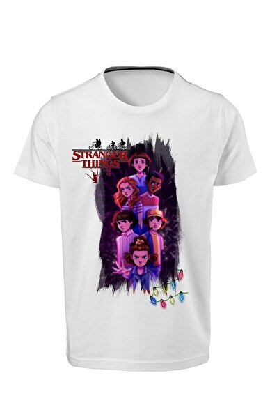 ACR Giyim Stranger Things - Tricou alb unisex cu imprimeu digital E-02