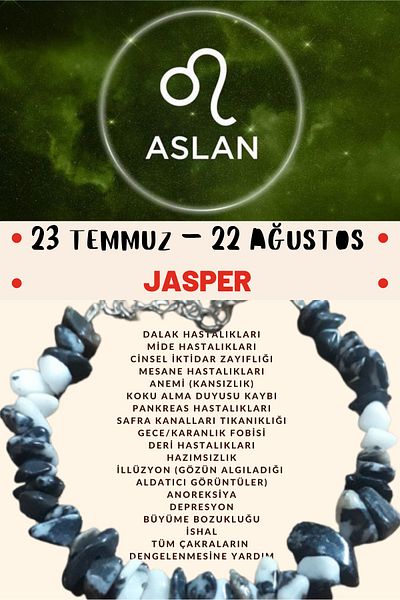Doğal Taş Dünyası Leo Horoscope Bracelet