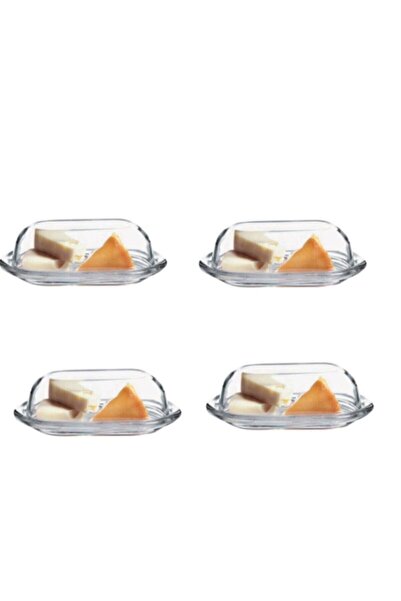 Paşabahçe Mağazaları حاوية تخزين الزبدة من باشابتشي، طقم إفطار مكون من 4 قطع، موديل أساسي