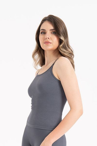 Formeasy Women's Seamless Knitted Corded Sleeveless Rope Strap Blouse 9012