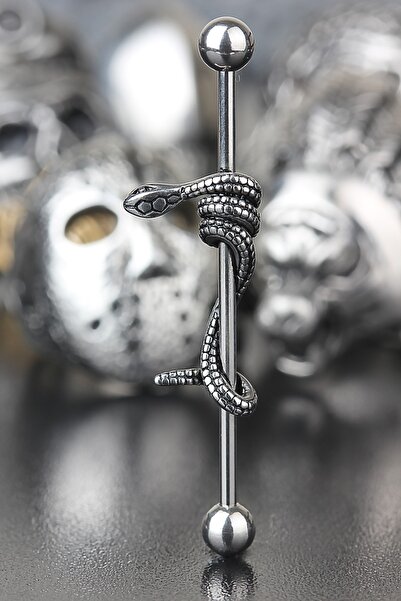 Valhalla Cerrahi Çelik Zirkon Taşlı Antik Anahtar Köprü Piercing
