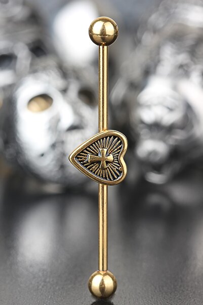 Valhalla Cerrahi Çelik Zirkon Taşlı Antik Anahtar Köprü Piercing