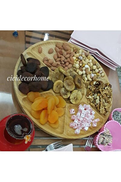 Bundeba Bamboo Snack Bowl and Breakfast Bowl with 5 Compartments Multi-Purpose Use 5 Compartments