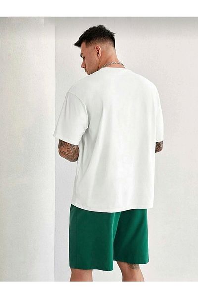 Sky Light White Green Los Angeles Printed Green Shorts T-shirt Summer Set