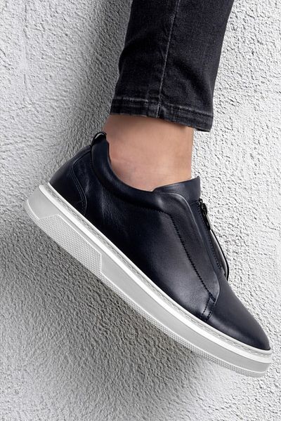 Ducavelli Ventu Men's Genuine Leather Sneaker, Zipper Sneaker, Genuine Leather Sneaker, Men's Sneaker