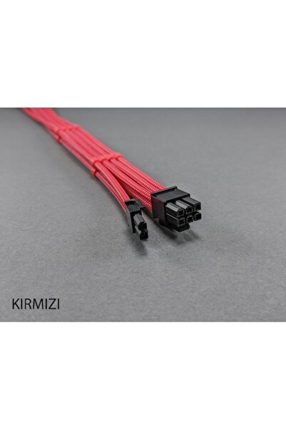 OEM MM 6+2 Pin Sleeved VGA (E.Kartı) Uzatma Kablosu Kırmızı