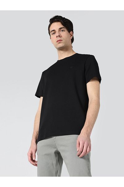 Colin's Tricou negru de bază cu mânecă scurtă pentru bărbați - Regular Fit