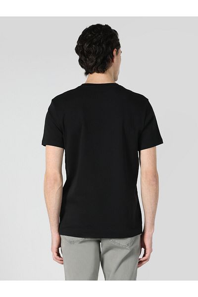 Colin's Tricou negru de bază cu mânecă scurtă pentru bărbați - Regular Fit