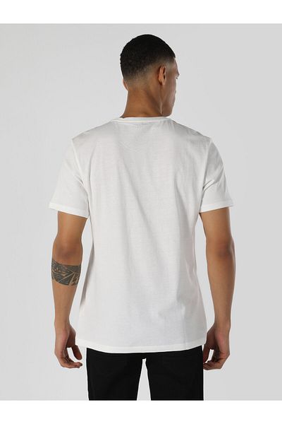 Colin's Tricou alb cu mânecă scurtă cu imprimeu Regular Fit pentru bărbați