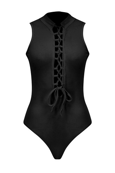 La Sarta Body negru Pisa decoltat Snap Camisole