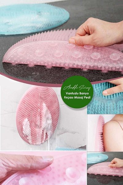 Anadolu Saray Çarşısı Practical Silicone Bath Brush - Massage, Pad, Back and Foot Wash| Back Fiber Foot Mat