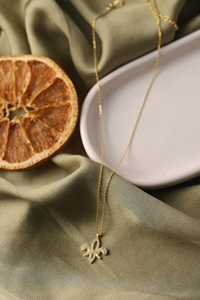 Lia Berto Altın Kaplama Zambak 925 Ayar Gümüş Kolye