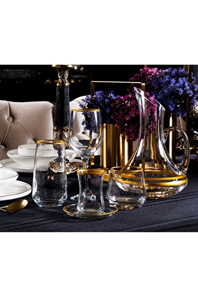 sudeka 31 Parça 6 Kişilik Gold Cam Su Takımı