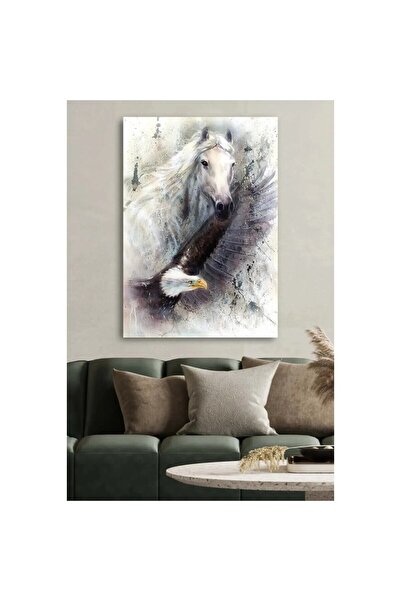 HD Sanatsal Ürünler Asil At ve Kartal Muhteşem Soyut Kanvas Tablo