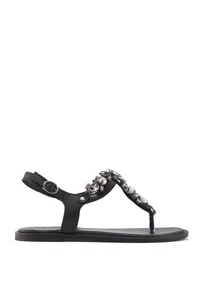 Sole Sisters Flache Sandalen aus echtem Leder in Schwarz - Gımmel