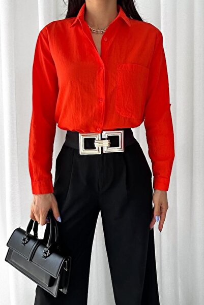 FEMELLE Women's Single Pocket 100% Cotton Basic Shirt