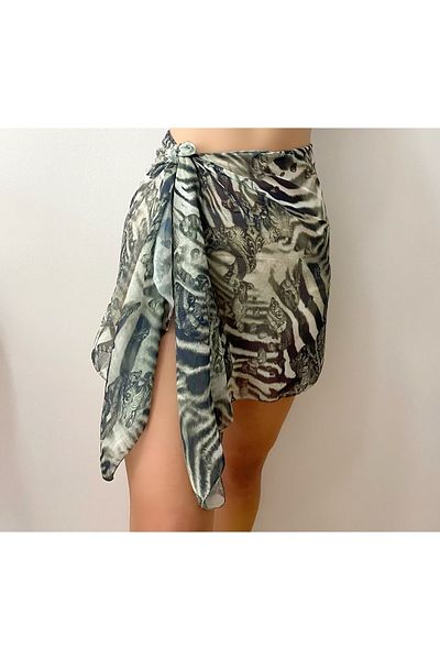 quella atelier Khaki Green Patterned Pareo Sarong