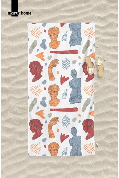 Marte Home STATUES - SCULPTURES COLORFUL PRINTED BEACH TOWEL
