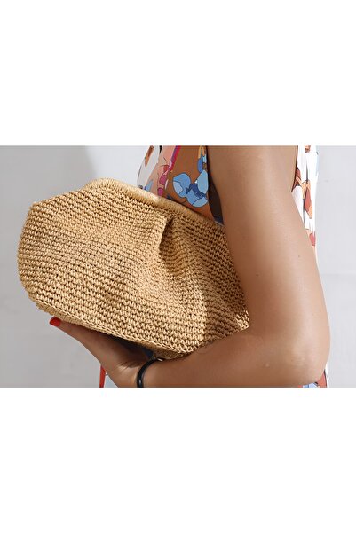 NeednStore Kadın El Yapımı Burslu Hasır Örme El Çantası - Handmade