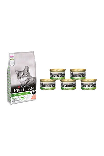 Pro Plan Sterilised Kısırlaştırılmış Somonlu Kedi Maması 3 Kg + Sterilised Konserve 5 Adet