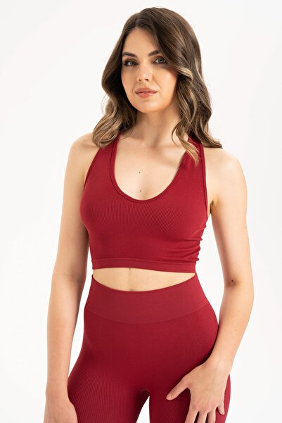 Formeasy Women's Seamless Knitted Ribbed U-Neck Sports Bustier 9011