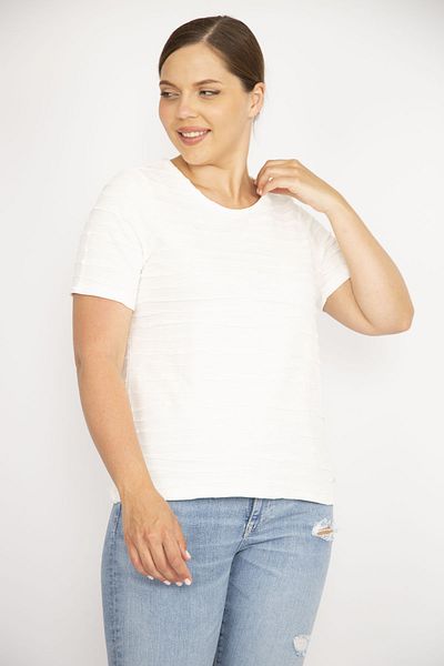 Şans Women's Bone Plus Size Wafer Blouse 65n36580