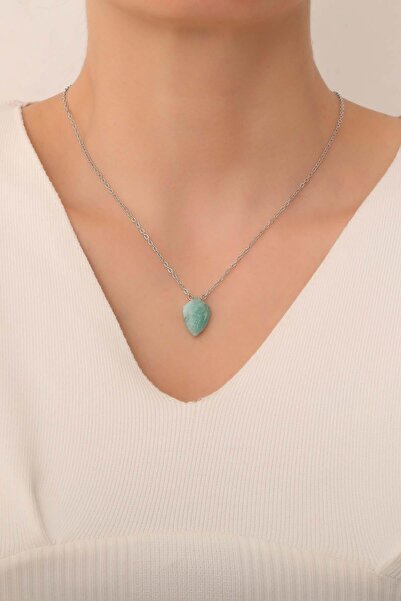 Dünya Doğal Taş Amazonit Taşı Kolye