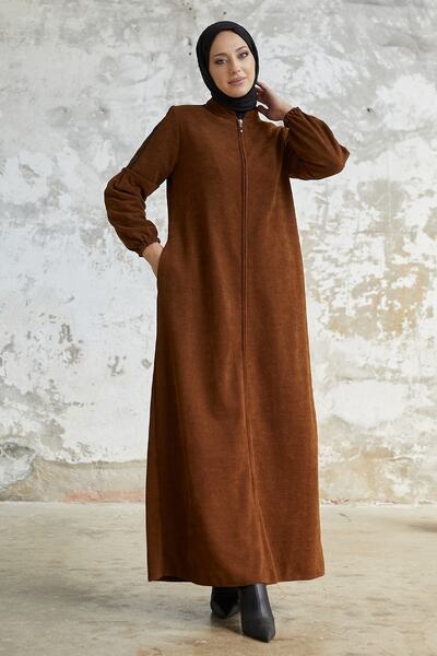 InStyle Eleni Sleeve Sequin Detailed Abaya - Tan