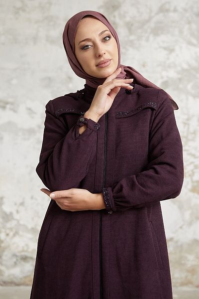 InStyle Leda Pul Roba Detail Abaya - Purple