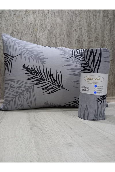 üntaş Life New Grey Feather 100x200 μονό ελαστικό φύλλο 1 τεμάχιο μαξιλαροθήκη Ecgritüyçrf100