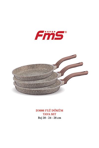 FMS 3-PIECE CAST PAN SET BEIGE 20-24-28CM