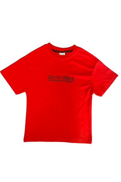 BY-GRİ OVERSIZE SHORT SLEEVE ANIME CHARACTER BOY T-SHIRT
