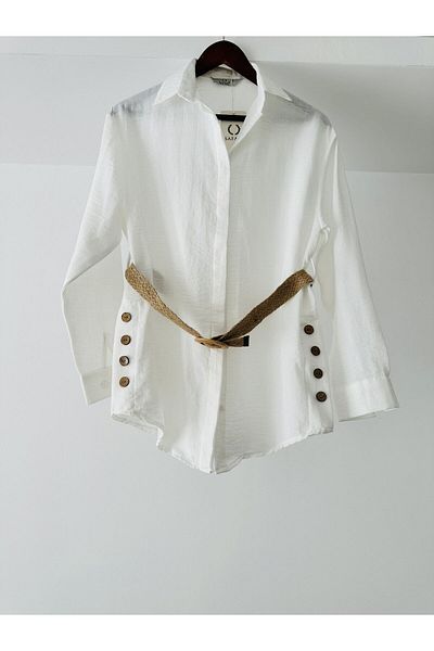 Safari Women's Comfortable Cut White Linen Bottom-Top Set