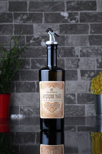incili home Marasca 500 ml Glass Rustic Sunflower Oil Oil Bottle Oil Pot