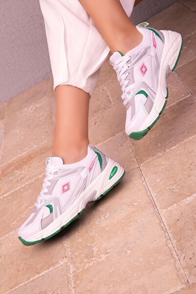 SOHO Beyaz-Yeşil Kadın Sneaker 18285