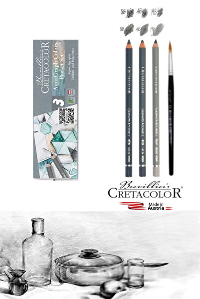 GLANCE Cretacolor Graphite Aquarelle Pencil 4b-hb-8b Fırçalı Set