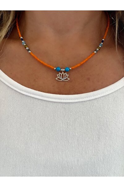 splashtakı 925 Ayar Gümüş Lotus Kolye Ucu Doğaltaş Takı