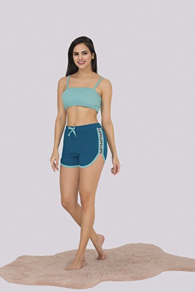 MyBen Kadın Cam Göbeği Rengi Büstiyer Askılı Şortlu Kadın Pijama Takımı 364